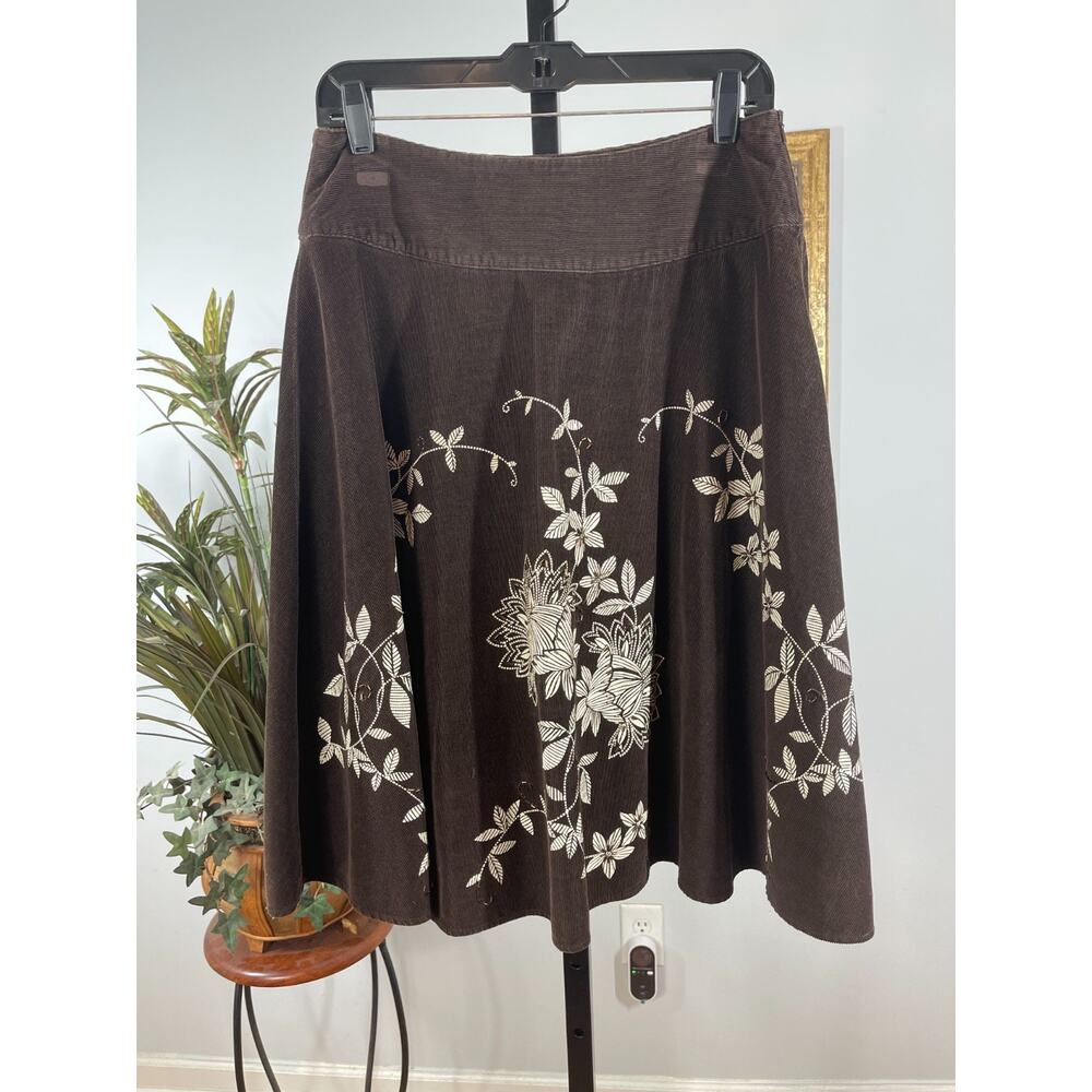 Talbots Midi Skirt Women's Size 6 Brown Floral‎ Print Dark Academia Whimsigoth